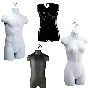 3 Pack Plastic Hanging Fleshtone Half Round Female Mannequin Torso Shirt Form