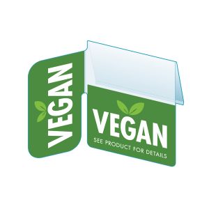 Vegan Shelf Talker with Right Angle Flag, 2.5"W x 1.25"H