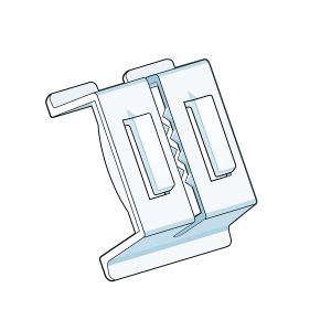 Channel Clip-In, Three-Way Mounting 1.25” H x 1”L, White