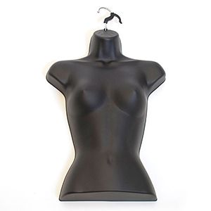 with Hook for Hanging 2 pcs / Hard Plastic / Waist Long Mannequin Forms Black Male & Female Torso 