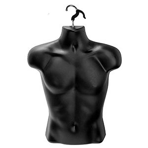Hanging Molded Form Half Male Body, Chest, Black