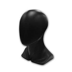 Head Male Blank Face Black, 13.5" Tall