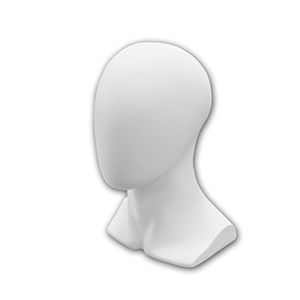 Head Male Blank Face White, 13.5" Tall