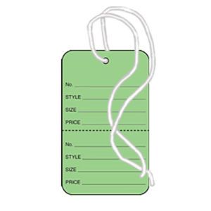 1 1/4" Green, Strung Apparel Colored Tags