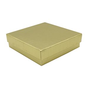 Gold Linen Jewelry Box, 3-1/2" x 3-1/2" x 1"
