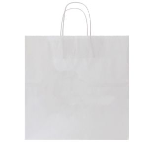 Recycled White Kraft Paper Shopping Bags, 13" x 7" x 13"