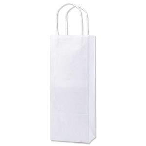 Recycled White Kraft Paper Shopping Bags, 6-1/2" x 3-1/2" x 12-3/8"
