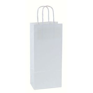 Recycled White Kraft Paper Shopping Bags, 5-1/2" x 3-1/4" x 13" (Vino)