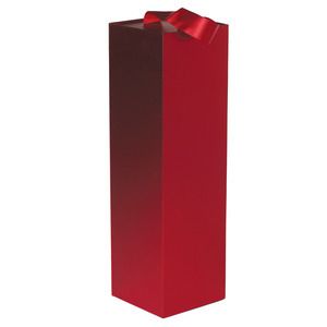 Gift Box Ribbon Handle Red Gloss, 4" x 13.5" x 4"