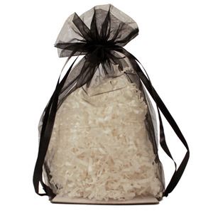 Gusseted Organza Bags, Black, 8" x 10"
