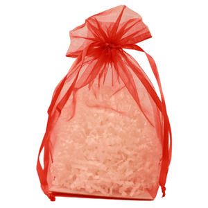Gusseted Organza Bags, Red, 8" x 10"