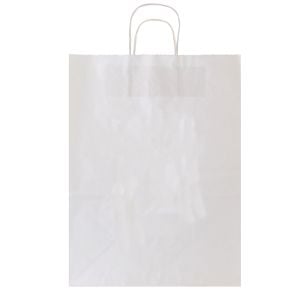 Recycled White Kraft Paper Shopping Bags, 13" x 7" x 17" 