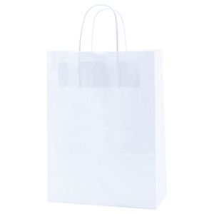 Recycled White Kraft Paper Shopping Bags, 10" x 5" x 13" (Missy)