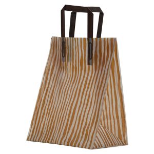 Brown Bamboo, Pattern Frosted Shoppers with Handles, 8" x 5" x 10" x 5"