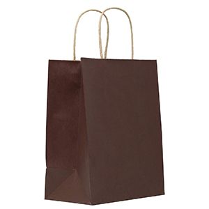 Chocolate, Medium Shadow Stripe Paper Shopping Bags, 8" x 4-3/4" x 10-1/2" (Cub)