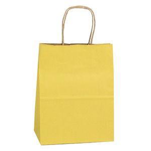 Yellow, Medium Shadow Stripe Paper Shopping Bags, 8" x 4-3/4" x 10-1/2" (Cub)
