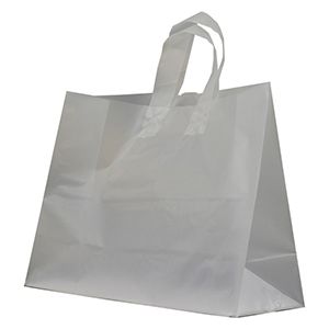 Clear Frosted Shoppers with Loop Handles, 16" x 6" x 12" x 6"