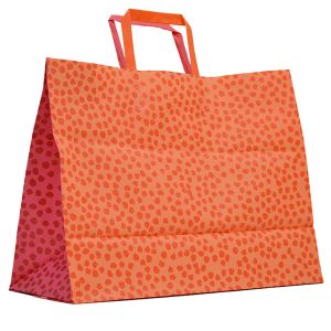 Orange & Pink Mosaic, Pattern Frosted Shoppers with Handles, 16" x 6" x 12" x 6"