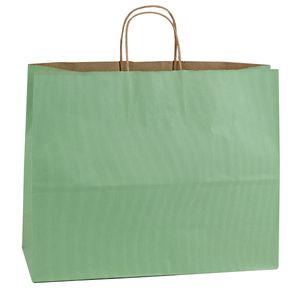 Sage, Large Shadow Stripe Paper Shopping Bags, 16" x 6" x 13" (Vogue)