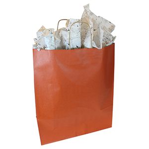 Burnt Orange, Large Recycled Paper Shopping Bags, 16" x 6" x 19" (Queen)