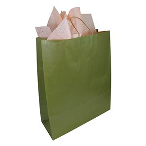Olive, Large Recycled Paper Shopping Bags, 16" x 6" x 19" (Queen)