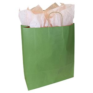 Rainforest Green, Large Recycled Paper Shopping Bags, 16" x 6" x 19" (Queen)