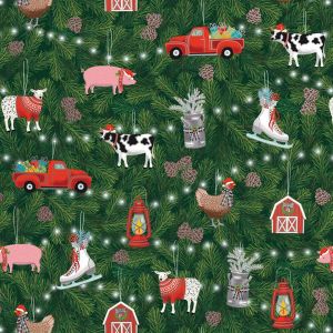 Farm Ornaments, Christmas Western Gift Wrap
