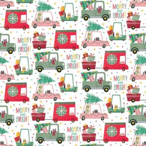 Christmas Cats in Cars, Christmas Patterns Gift Wrap