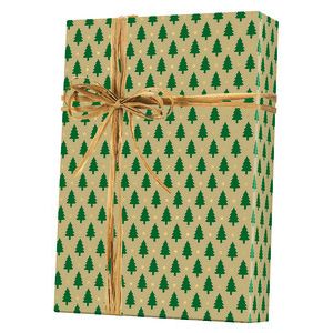 Little Trees /Kraft, Christmas Ornament Gift Wrap