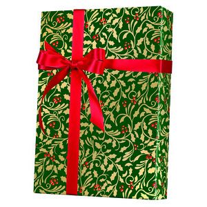 Golden Holly, Mistletoe Gift Wrap