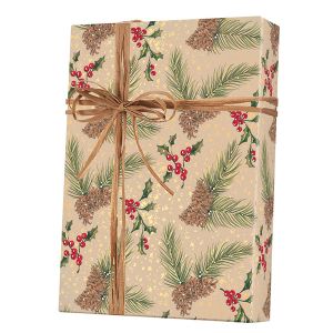 Pine on Kraft, Mistletoe Gift Wrap