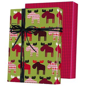 Material Moose Reversible, Holiday Animal Gift Wrap