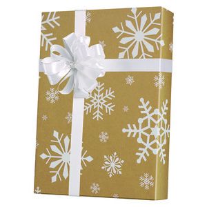 Snowday/Kraft (100% Recycled), Snowflake Gift Wrap