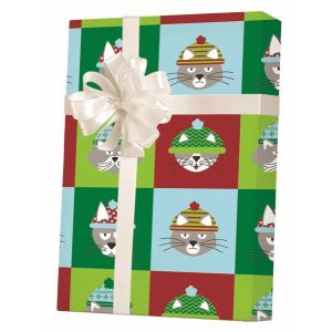 Grumpy Cats Wearing Hats, Holiday Animal Gift Wrap