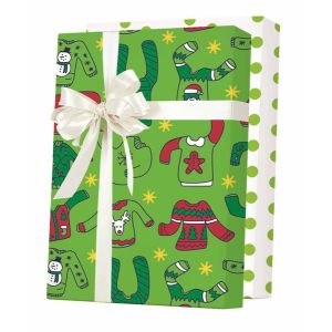 Ugly Christmas Sweater/Dotty Lime Reversible, Christmas Patterns Gift Wrap