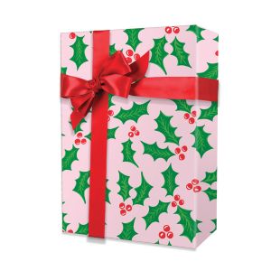 Pink Holly, Mistletoe Gift Wrap