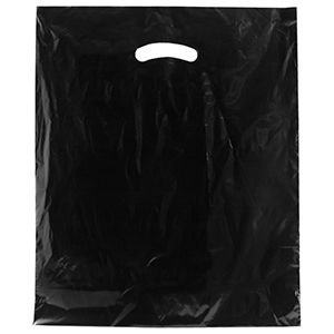 Black, Super Gloss Merchandise Bags, 15" x 18" + 4"