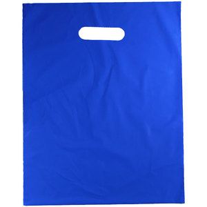 25 15" x 18" x 4" BLUE Teal GLOSSY Low-Density Plastic Merchandise Party Bags 