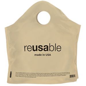 Grocery Bags, 'ReUSAble' Beige, 2.25 Mil, 18" x 18" + 6"