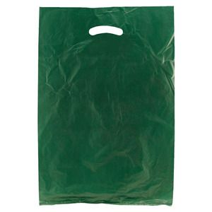 Dark Green, Plastic Merchandise Bags, 13" x 3" x 21"