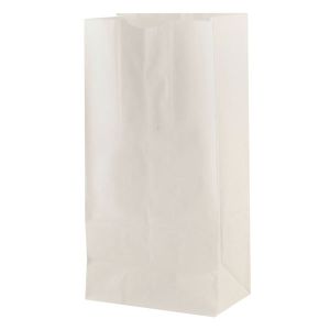 #8 White paper grocery bags, 6-1/4" x 3-13/16" x 12-1/2"