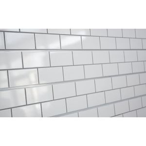 3D Textured Slatwall, Subway Tile White with grey grout, 2' x 4'