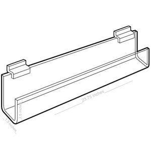 Acrylic J Racks Shelves for Slatwall with open ends, 24"