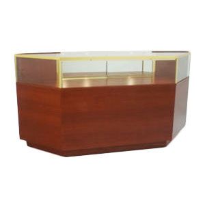 One Corner, Cherry/Gold Frame, Full Sized Jewelry Case with Angled Corners